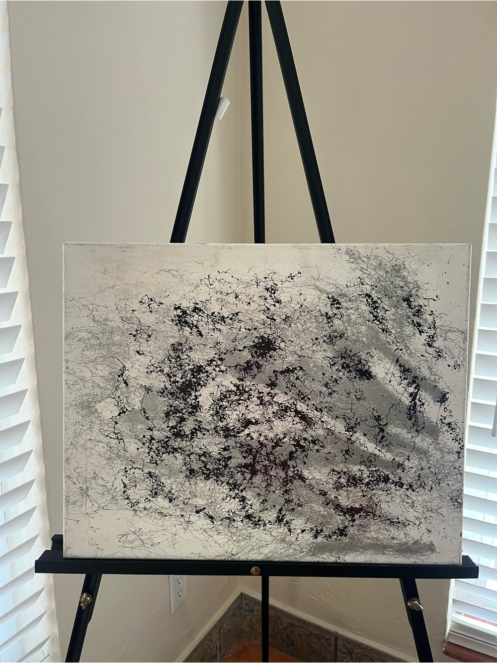 Minimalist Black & Gray Abstract Canvas Painting by